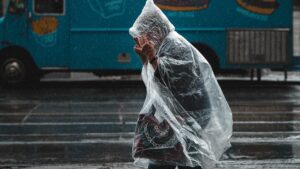 man with raincoat